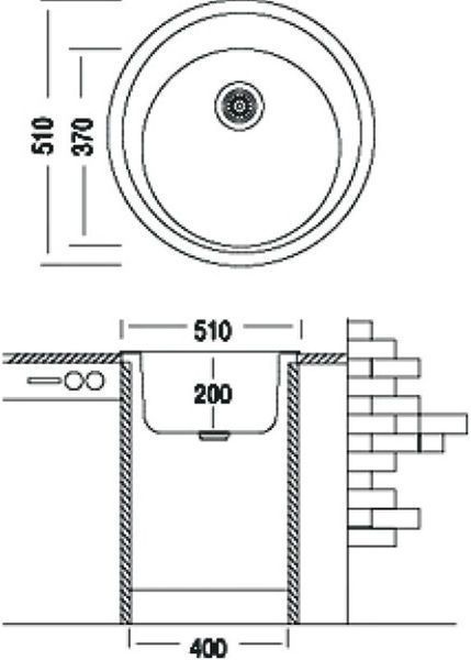 Гранітна мийка Argo Tondo 510 сіра кругла 1001 фото